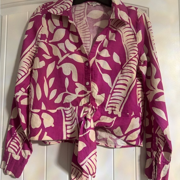 Floral Pink and Cream Women's Top - Picture 3 of 5